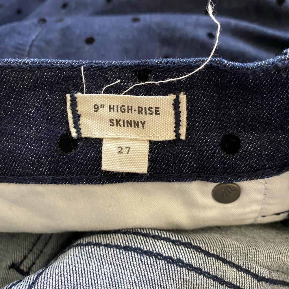 Madewell 9" High Rise Skinny Jeans Flocked Polka Dots Edition 27 - Picture 6 of 6